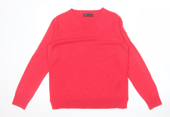 Marks and Spencer Womens Red Size 12 Acrylic Crew Neck Jumper