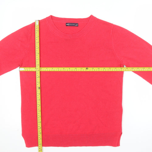 Marks and Spencer Womens Red Size 12 Acrylic Crew Neck Jumper