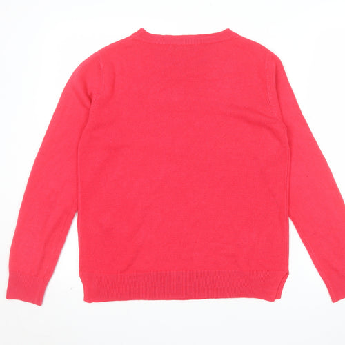 Marks and Spencer Womens Red Size 12 Acrylic Crew Neck Jumper