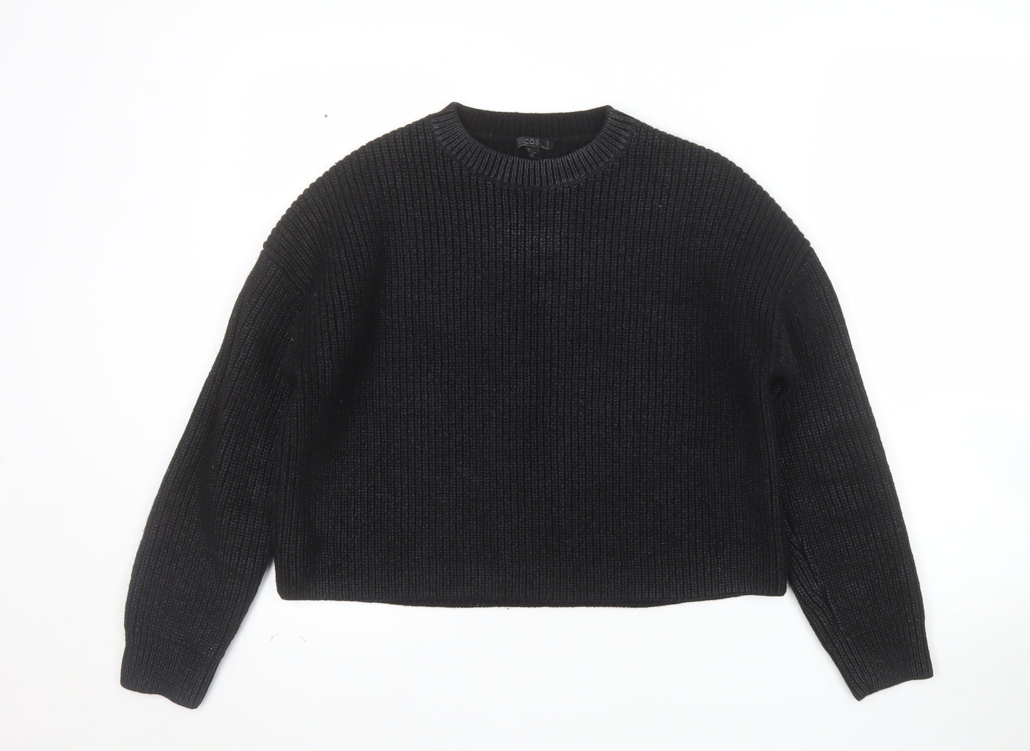 COS Women's Black Wool Chunky Knit Relaxed Jumper Size 10