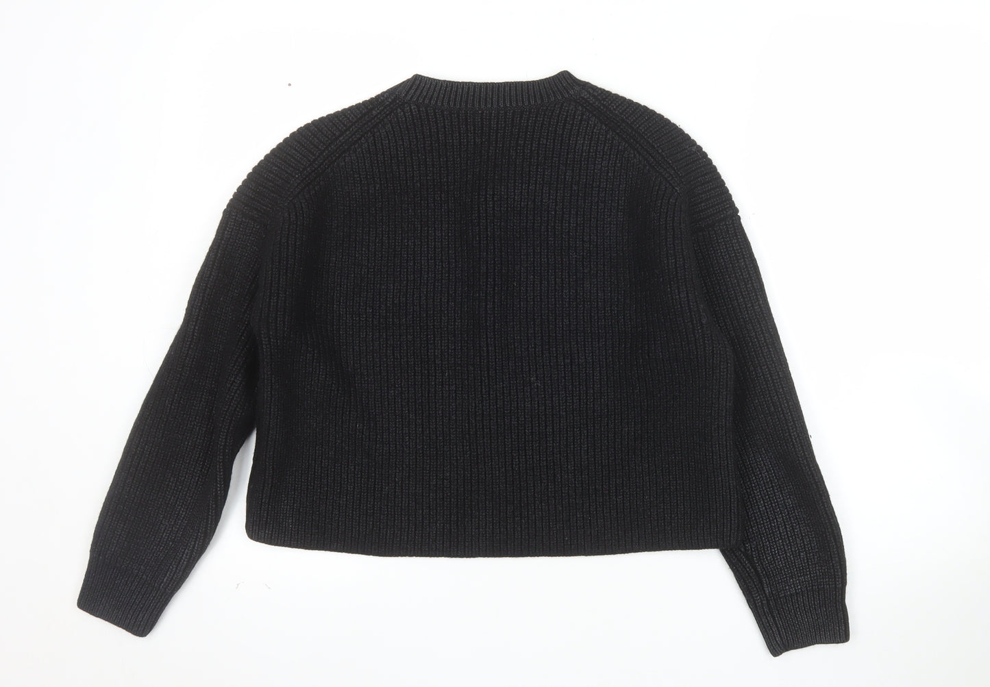 COS Women's Black Wool Chunky Knit Relaxed Jumper Size 10