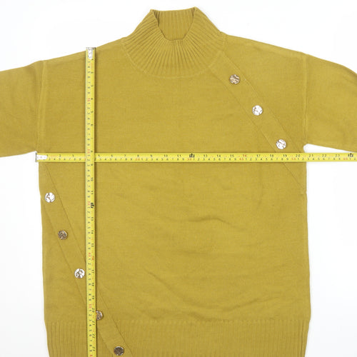 Next Women’s Yellow Roll Neck Button Detail Acrylic Jumper Size S