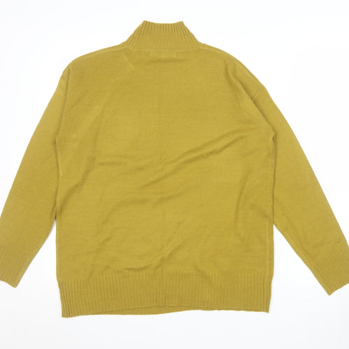 Next Women’s Yellow Roll Neck Button Detail Acrylic Jumper Size S