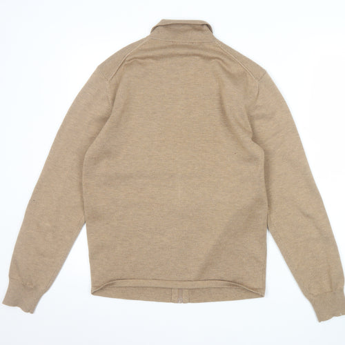 French Connection Men's Beige XS Full Zip Collared Jumper
