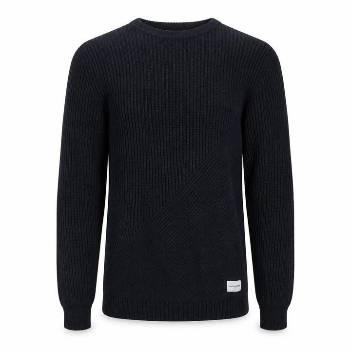 Jack & Jones Mens Black Chunky Knit Crew Neck Jumper M