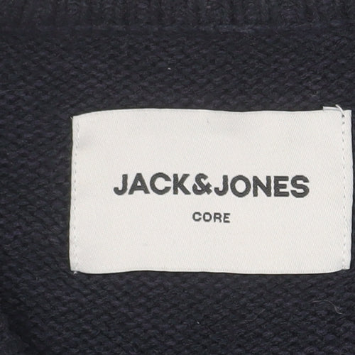 Jack & Jones Mens Black Chunky Knit Crew Neck Jumper M