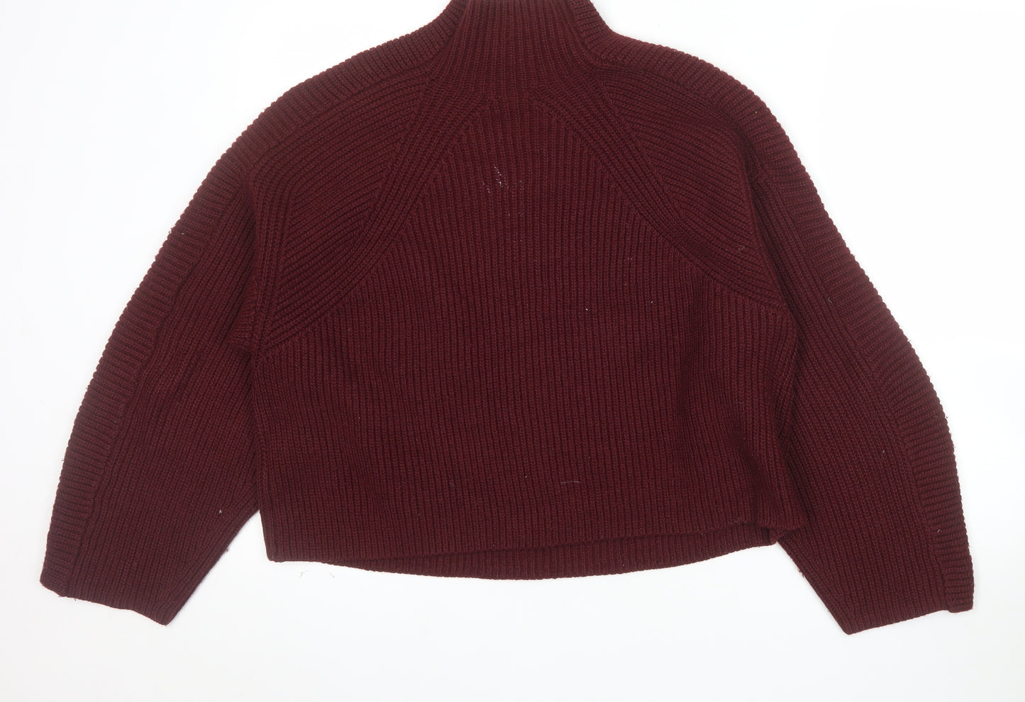 H&M Women Red Mock Neck Chunky Knit Jumper Size M