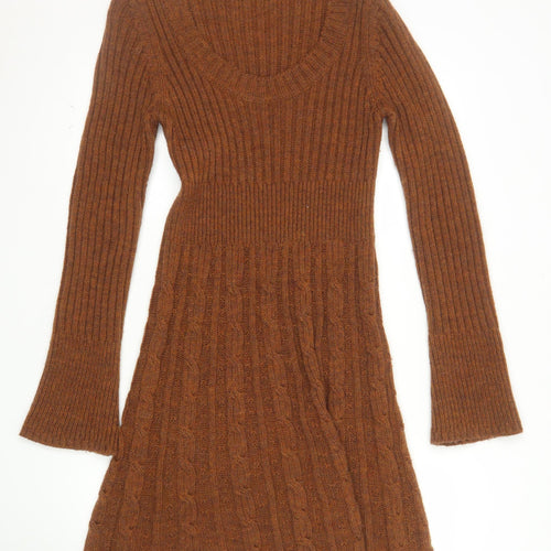 Next Women’s Brown Wool Blend Long Sleeve Jumper Dress Size 10