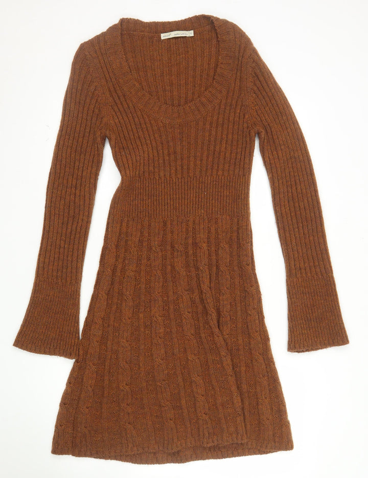 Next Women’s Brown Wool Blend Long Sleeve Jumper Dress Size 10
