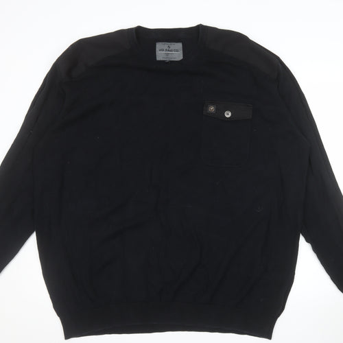 Voi Jeans Co Men's Black 3XL Cotton Crew Neck Pullover Jumper
