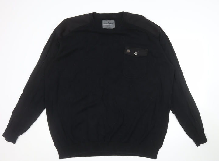 Voi Jeans Co Men's Black 3XL Cotton Crew Neck Pullover Jumper