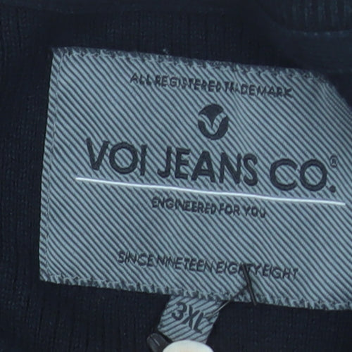 Voi Jeans Co Men's Black 3XL Cotton Crew Neck Pullover Jumper