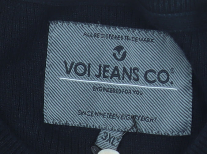 Voi Jeans Co Men's Black 3XL Cotton Crew Neck Pullover Jumper