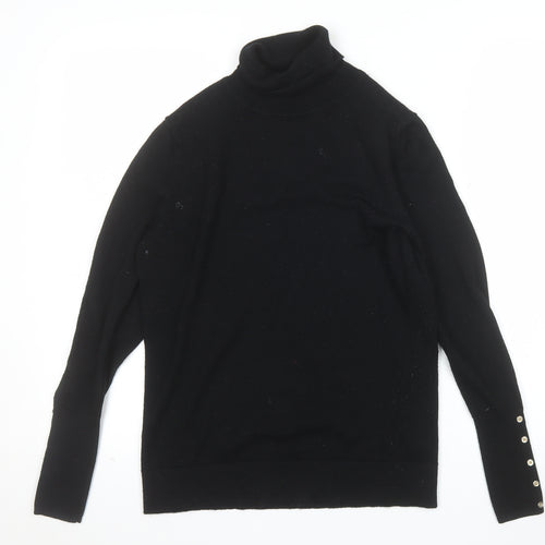 Hobbs Womens Black Merino Wool Roll Neck Jumper Size S