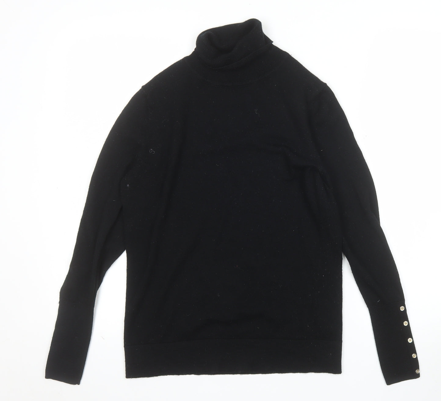 Hobbs Womens Black Merino Wool Roll Neck Jumper Size S