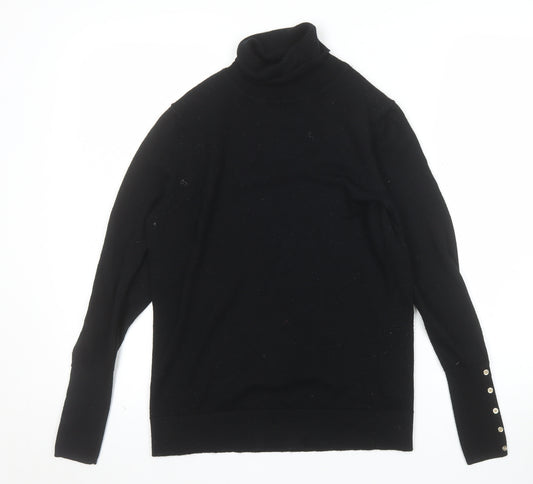 Hobbs Womens Black Merino Wool Roll Neck Jumper Size S