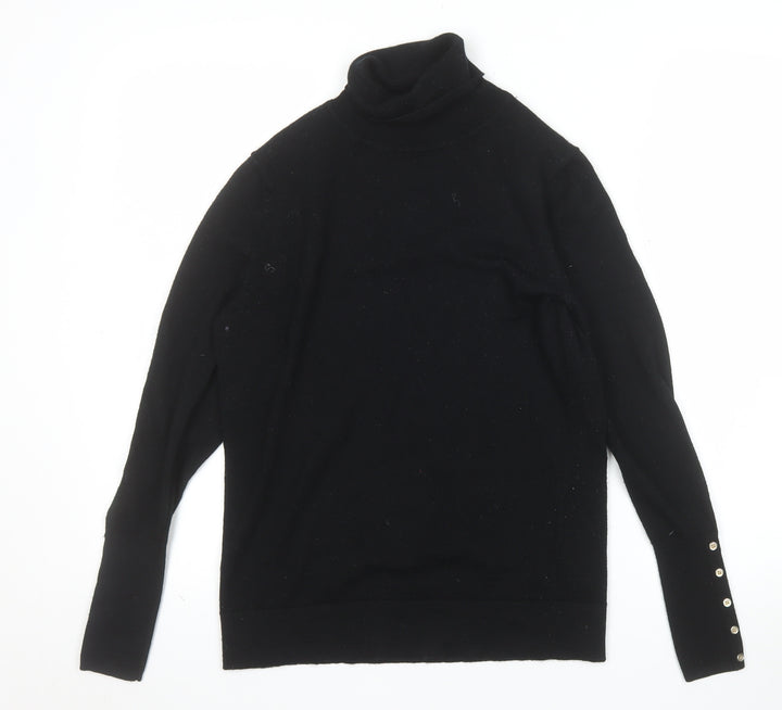 Hobbs Womens Black Merino Wool Roll Neck Jumper Size S