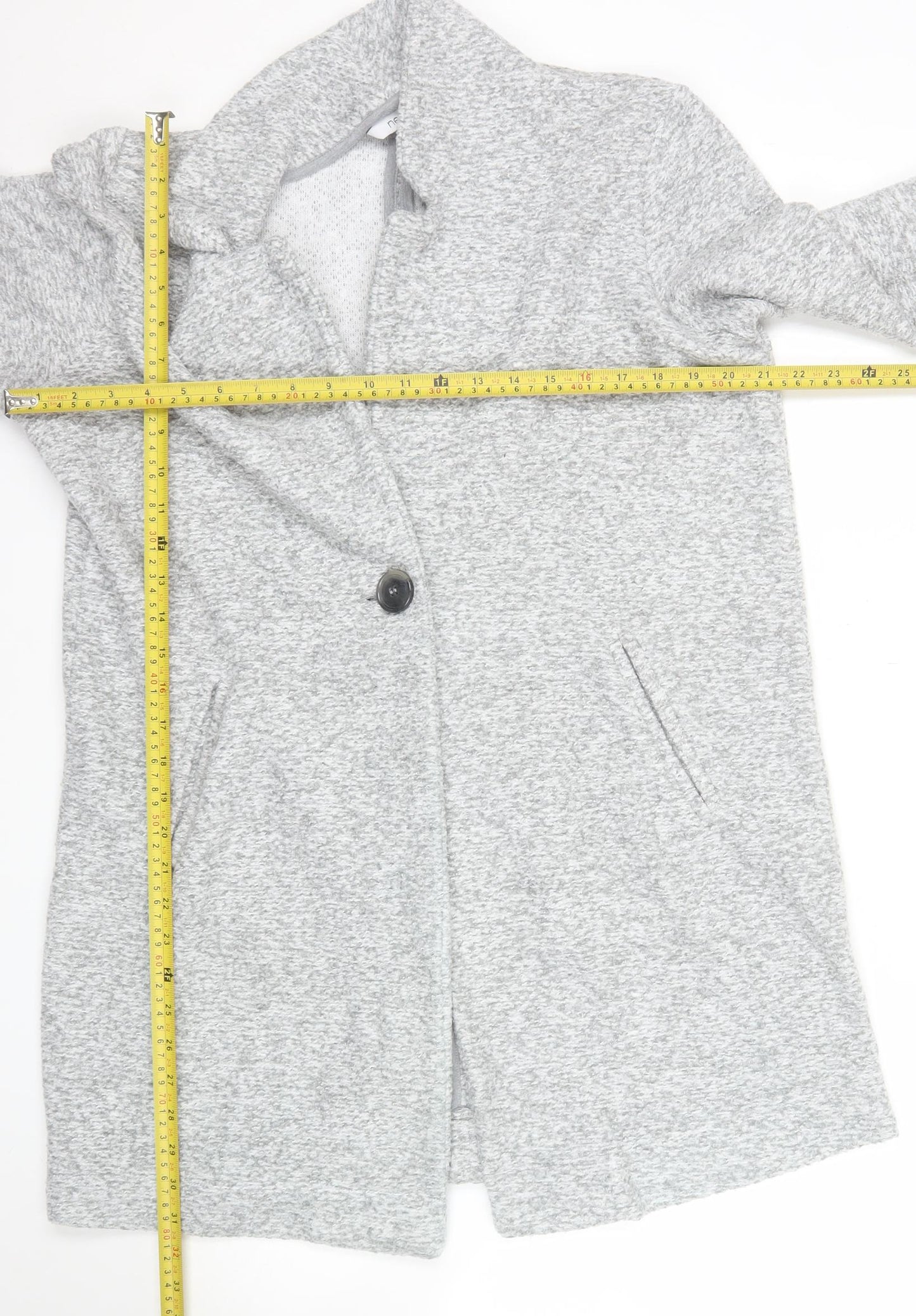 Next Women’s Grey Knit Coatigan Size 14 Long Sleeve Casual