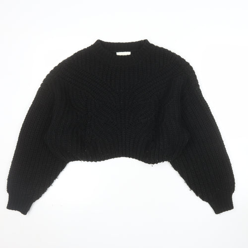 Topshop Women’s Black Chunky-Knit Pullover Jumper Size S