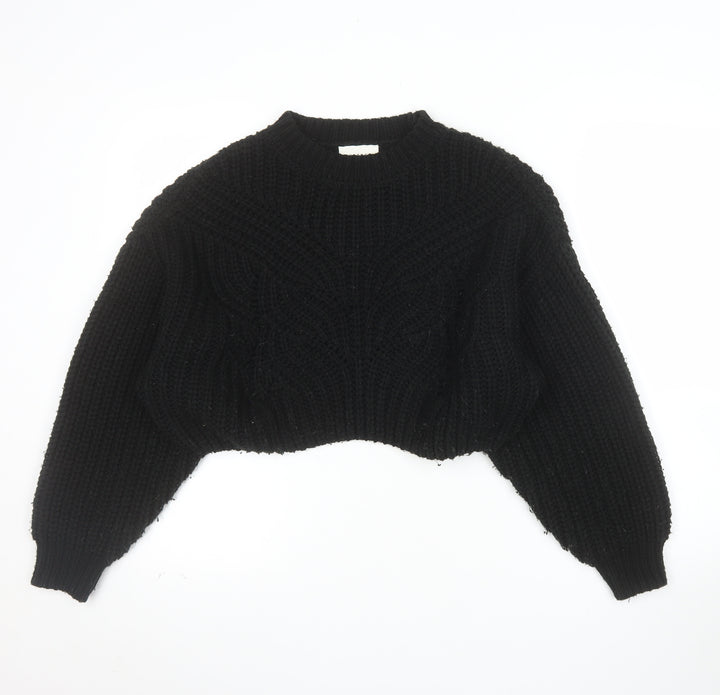 Topshop Women’s Black Chunky-Knit Pullover Jumper Size S