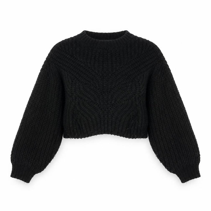 Topshop Women’s Black Chunky-Knit Pullover Jumper Size S
