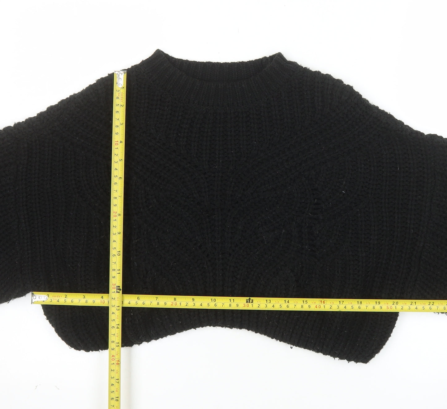 Topshop Women’s Black Chunky-Knit Pullover Jumper Size S