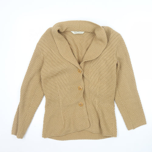 Marks and Spencer Women’s Beige Wool Blend Collared Cardigan Size 8
