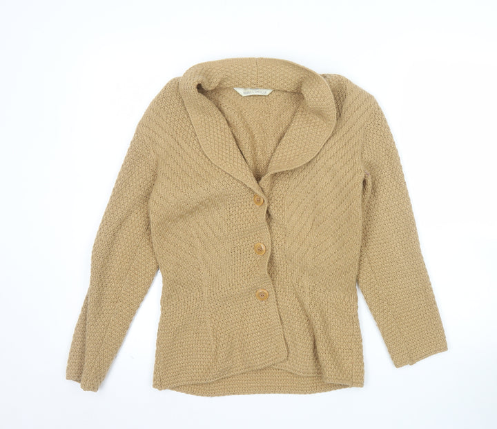 Marks and Spencer Women’s Beige Wool Blend Collared Cardigan Size 8