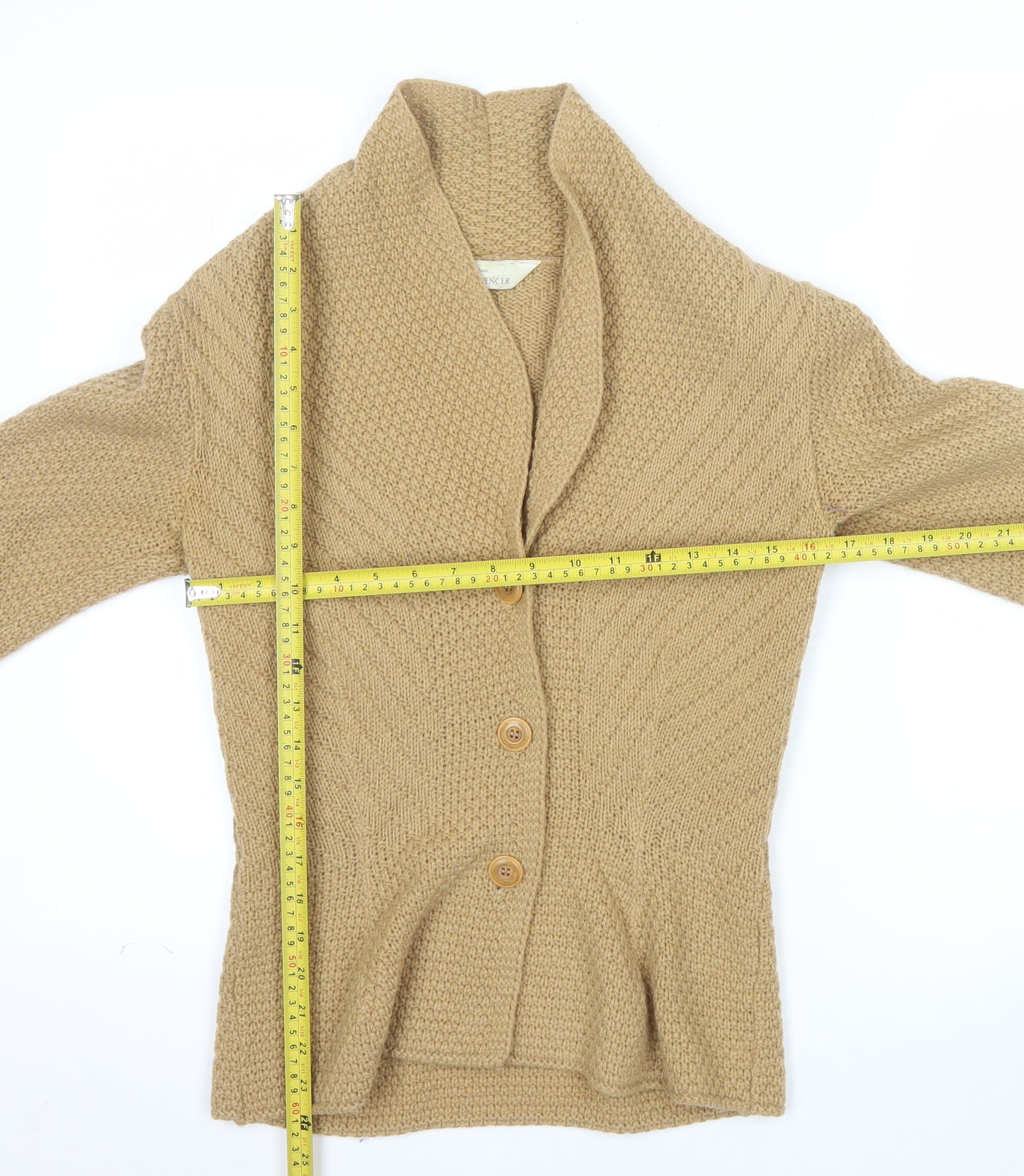 Marks and Spencer Women’s Beige Wool Blend Collared Cardigan Size 8