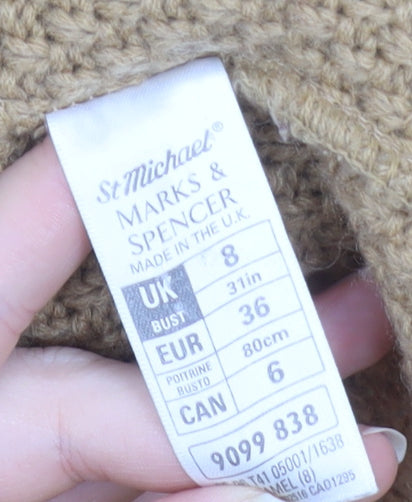 Marks and Spencer Women’s Beige Wool Blend Collared Cardigan Size 8