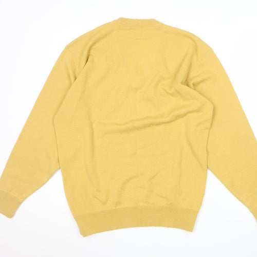 Pierre Sangan Men's Yellow Wool Blend V-Neck Jumper Size M
