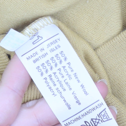 Pierre Sangan Men's Yellow Wool Blend V-Neck Jumper Size M