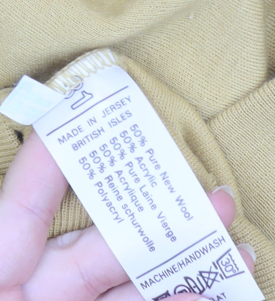 Pierre Sangan Men's Yellow Wool Blend V-Neck Jumper Size M