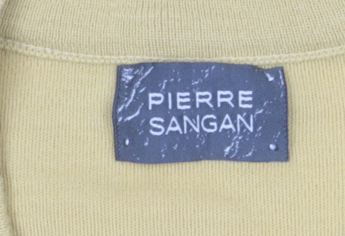 Pierre Sangan Men's Yellow Wool Blend V-Neck Jumper Size M