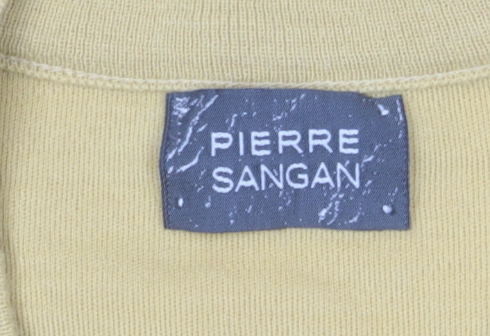 Pierre Sangan Men's Yellow Wool Blend V-Neck Jumper Size M