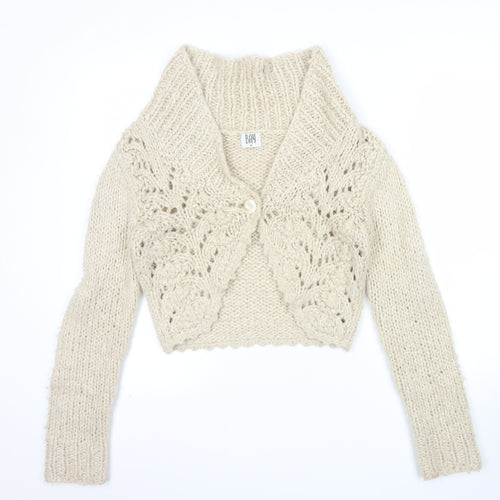 Bay Women’s Beige Chunky Knit Cropped Cardigan Size 12