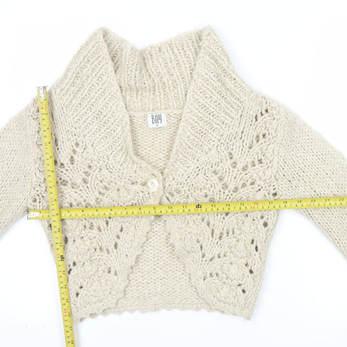 Bay Women’s Beige Chunky Knit Cropped Cardigan Size 12