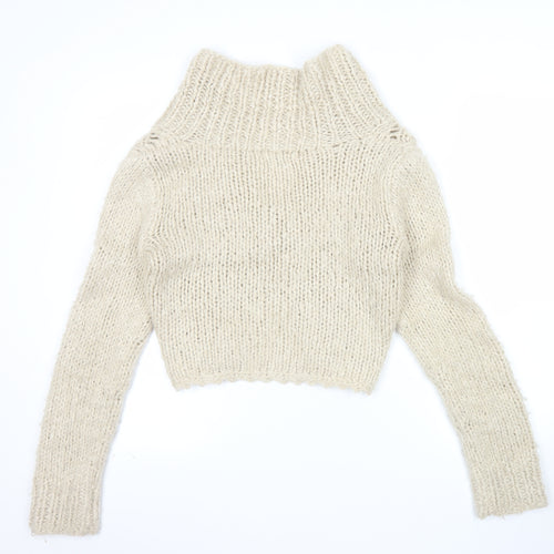 Bay Women’s Beige Chunky Knit Cropped Cardigan Size 12