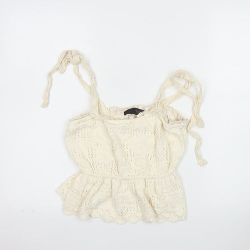 ZARA Women Ivory Knit Camisole Tank Top M Boho Summer Style