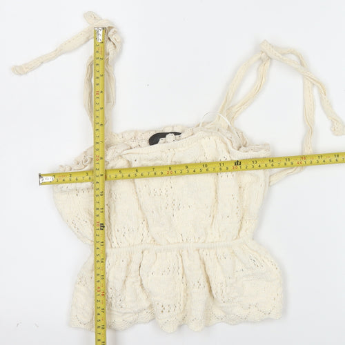 ZARA Women Ivory Knit Camisole Tank Top M Boho Summer Style