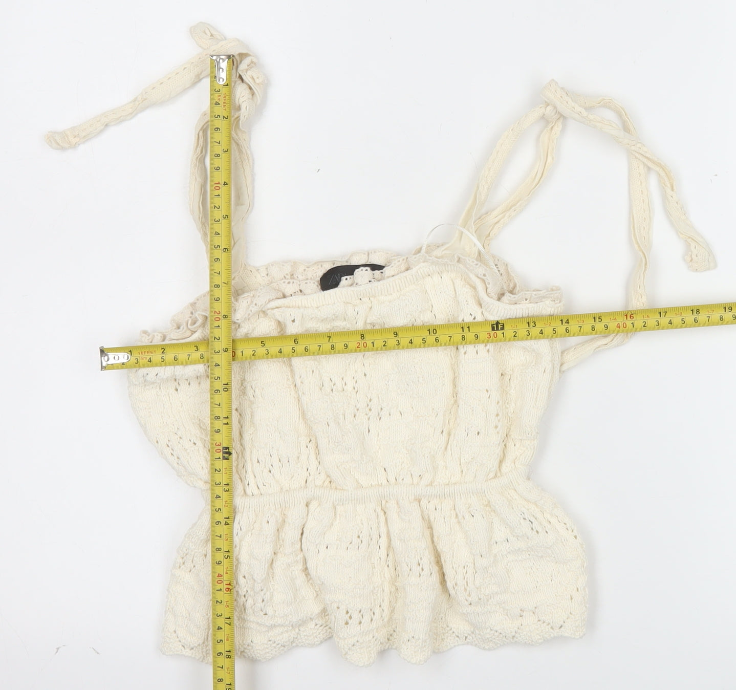 ZARA Women Ivory Knit Camisole Tank Top M Boho Summer Style