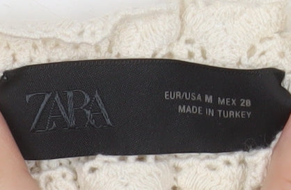 ZARA Women Ivory Knit Camisole Tank Top M Boho Summer Style