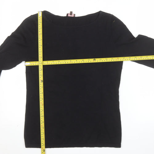 Phase Eight Women's Black Boat Neck 3/4 Sleeve Cotton Wool Jumper Size 14