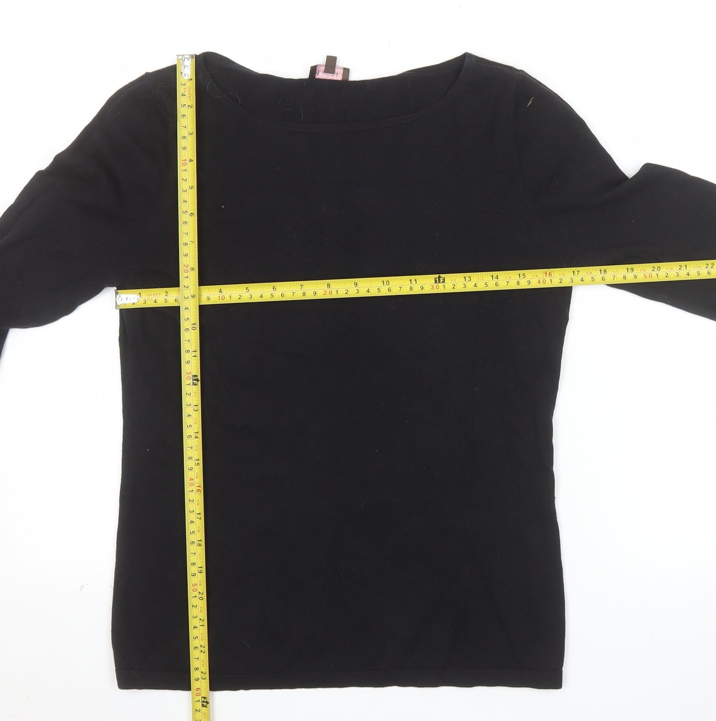 Phase Eight Women's Black Boat Neck 3/4 Sleeve Cotton Wool Jumper Size 14