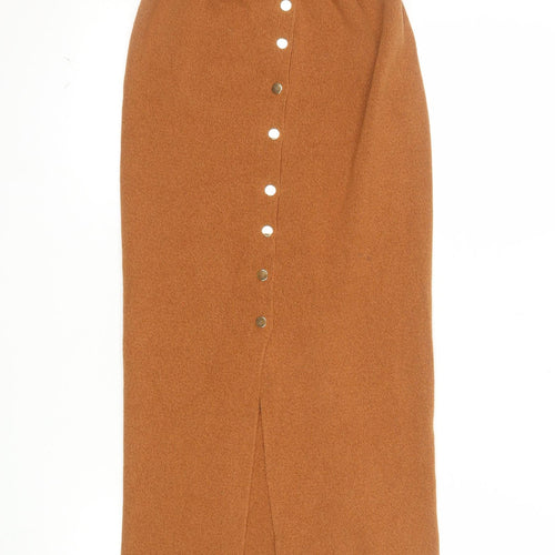 Atmosphere Women's Brown Knit Midi Button Pencil Skirt Size 8