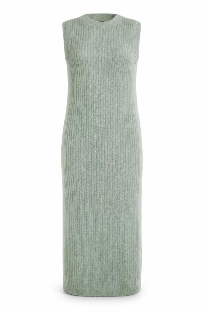 ASOS DESIGN Women’s Green Sleeveless Ribbed Knit Bodycon Midi Dress Size 12-14