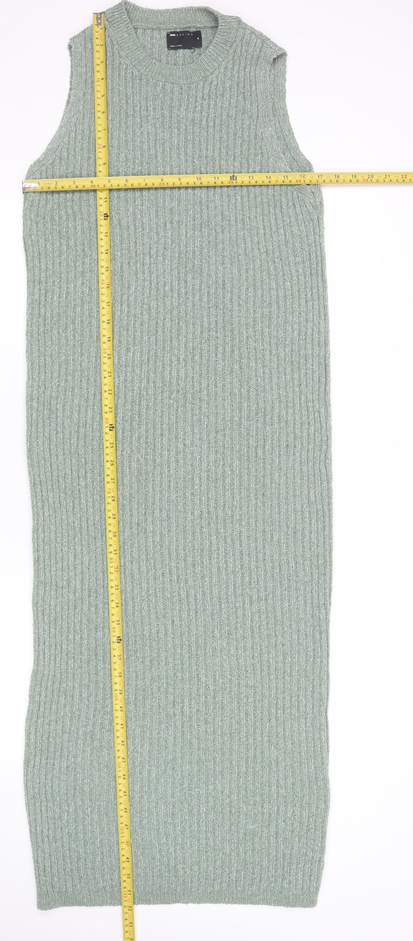 ASOS DESIGN Women’s Green Sleeveless Ribbed Knit Bodycon Midi Dress Size 12-14