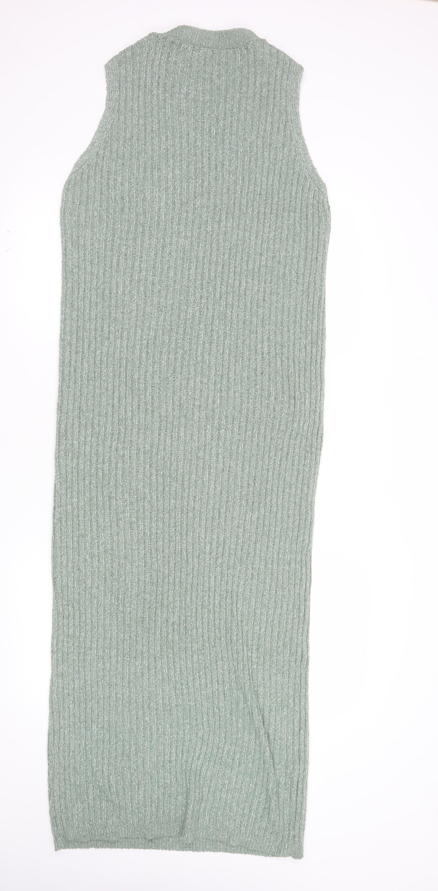 ASOS DESIGN Women’s Green Sleeveless Ribbed Knit Bodycon Midi Dress Size 12-14