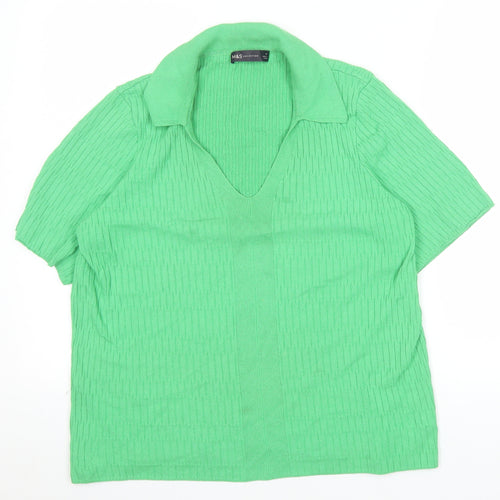Marks and Spencer Women’s Green Viscose Polo Knit Top Size M