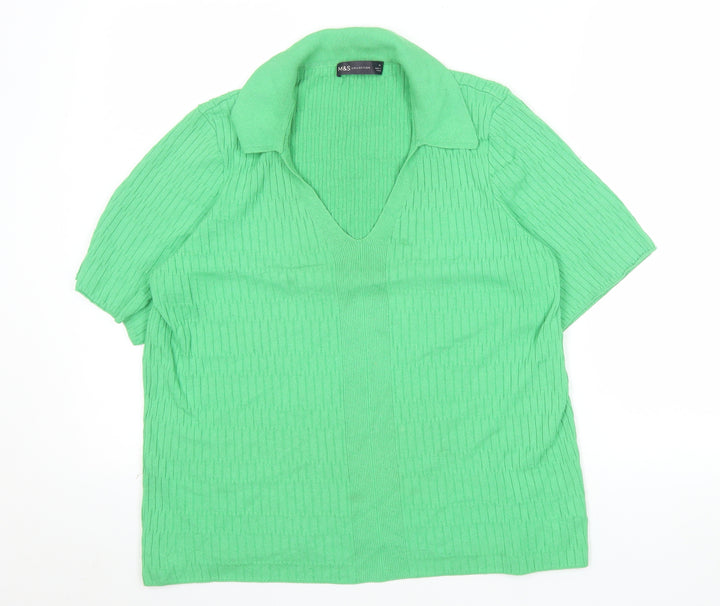 Marks and Spencer Women’s Green Viscose Polo Knit Top Size M